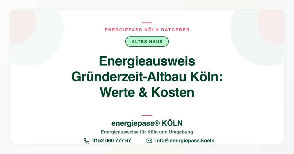 Energieausweis Gründerzeit-Altbau Köln: Werte, Schwachstellen, Kosten
