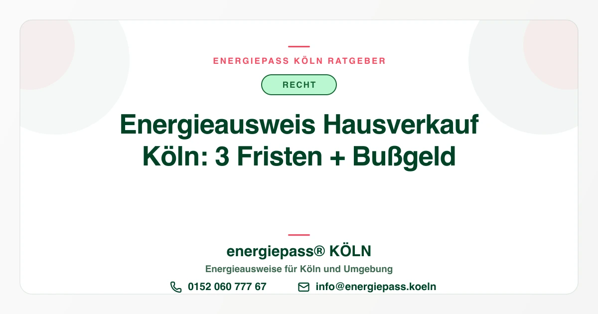 Energieausweis Hausverkauf Köln: Fristen, Besichtigung, Notar