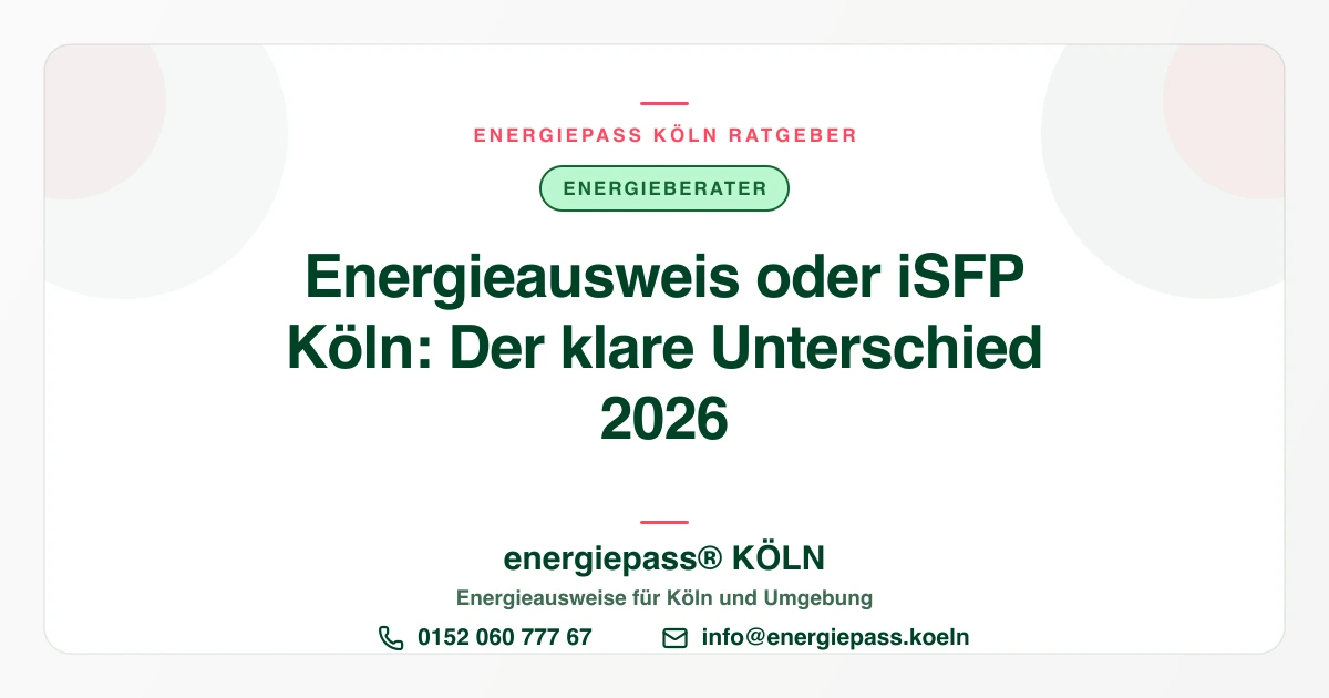 Energieausweis oder iSFP in Köln: Was ist der Unterschied und wann brauchen Sie was?
