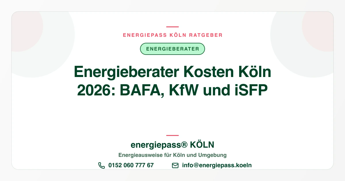 Energieberater Kosten Köln: BAFA, KfW und was der Energieausweis wirklich braucht