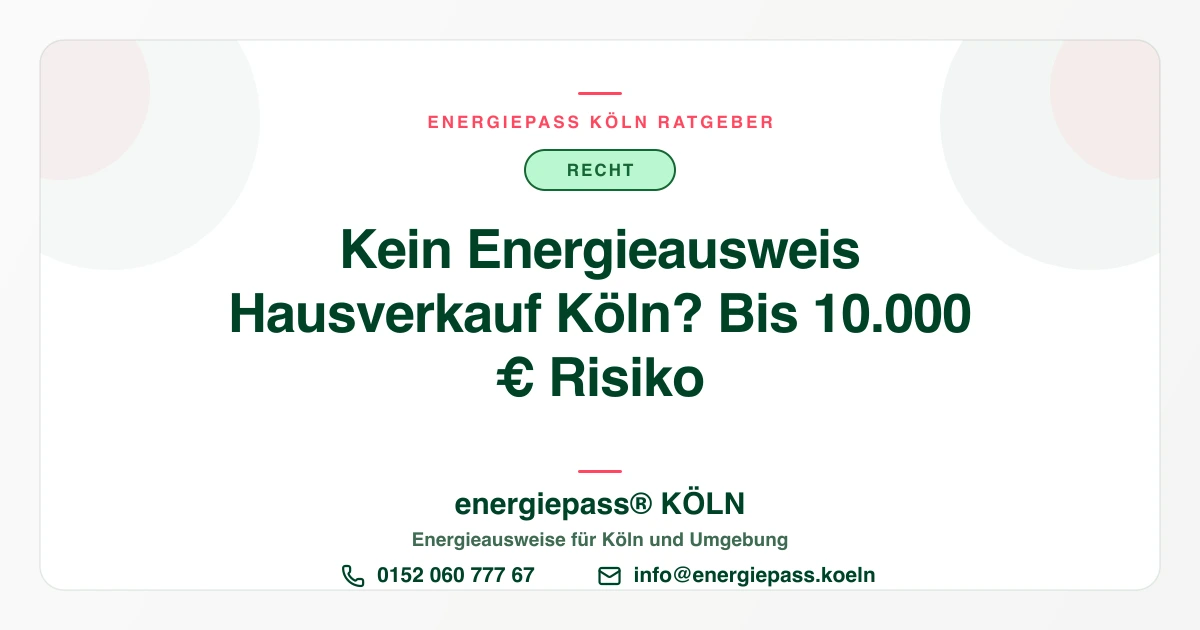 Kein Energieausweis beim Hausverkauf in Köln: Der Sofort-Plan